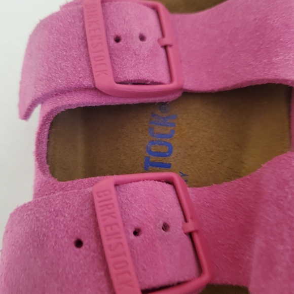 Birkenstock Arizona Soft Footbed Suede Leather Fuchsia Tulip Sandal Women's 37/6 - Picture 5 of 8